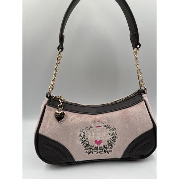 Juicy Couture Royal Heritage Velour Shoulder Bag Pink/Brown NEW With Tags - Picture 3 of 7